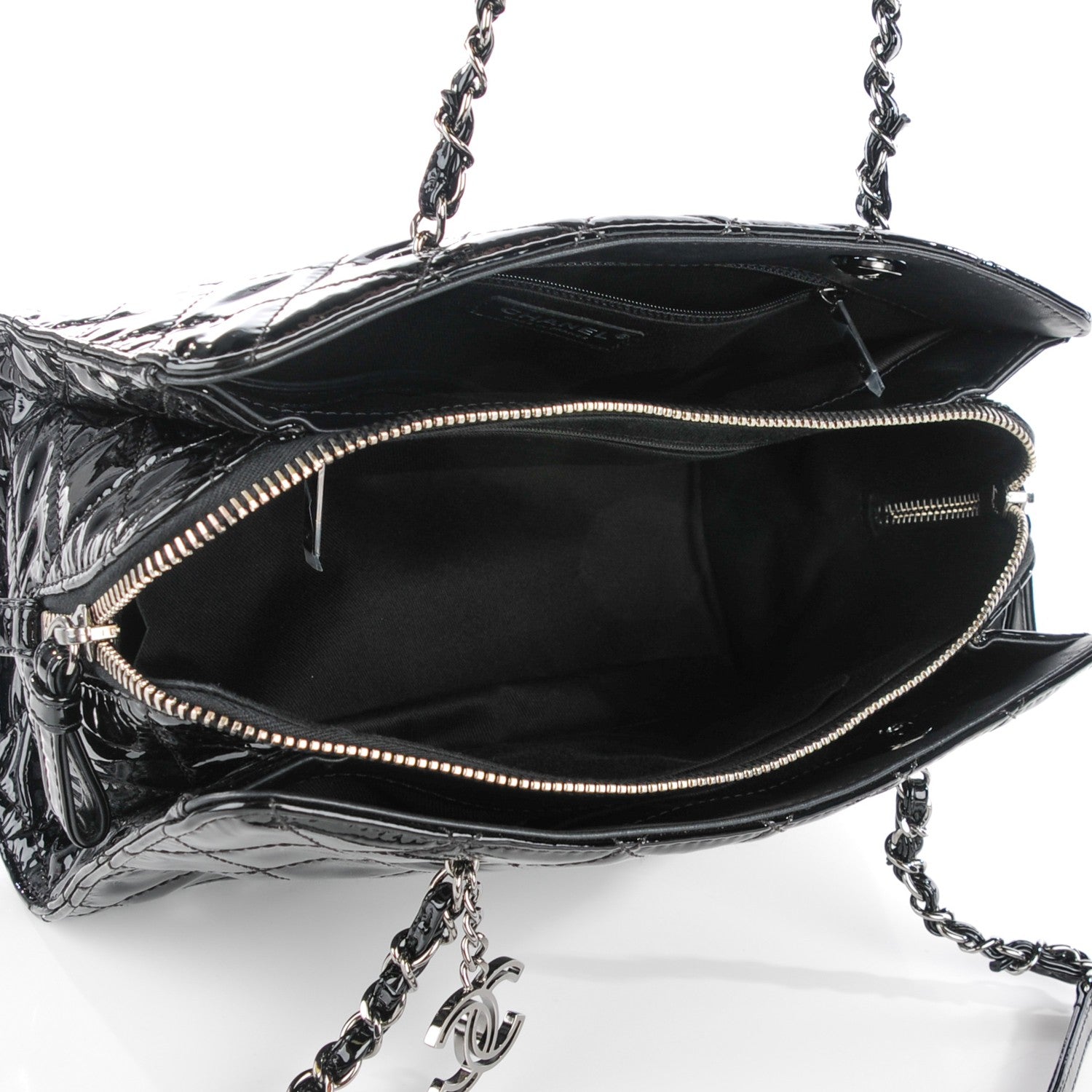 Chanel Patent Quilted CC Angle Tote Black 5 of 7