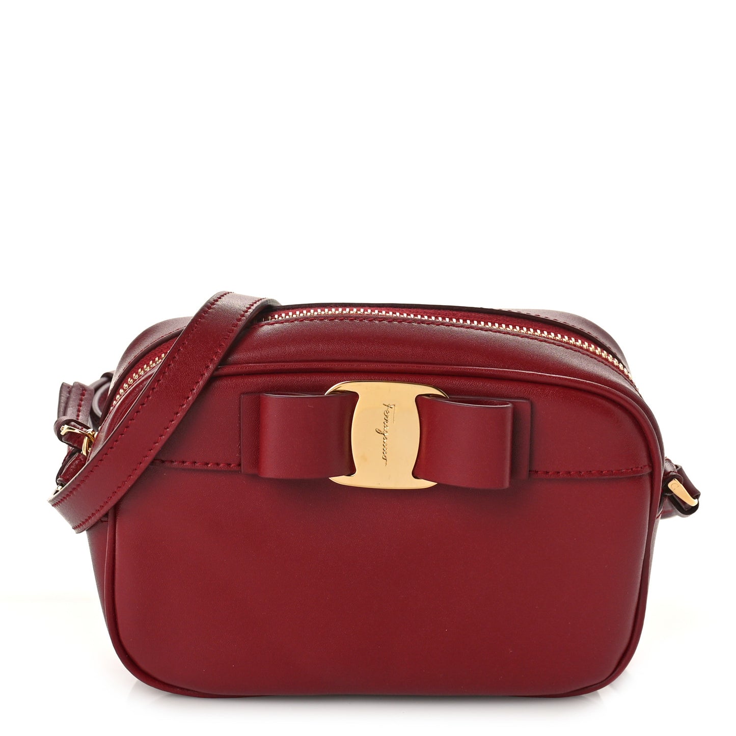 Calfskin Vara Bow Camera Bag Carmine