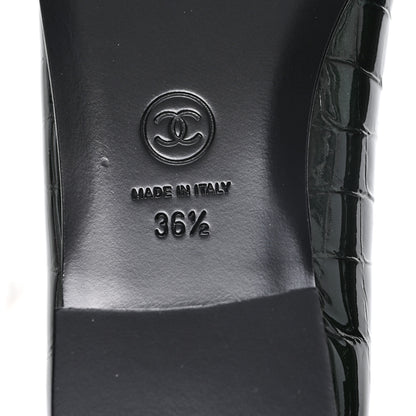 Chanel Crocodile Embossed Patent Calfskin Ballet Flats 36.5 Dark Green Black 7 of 10