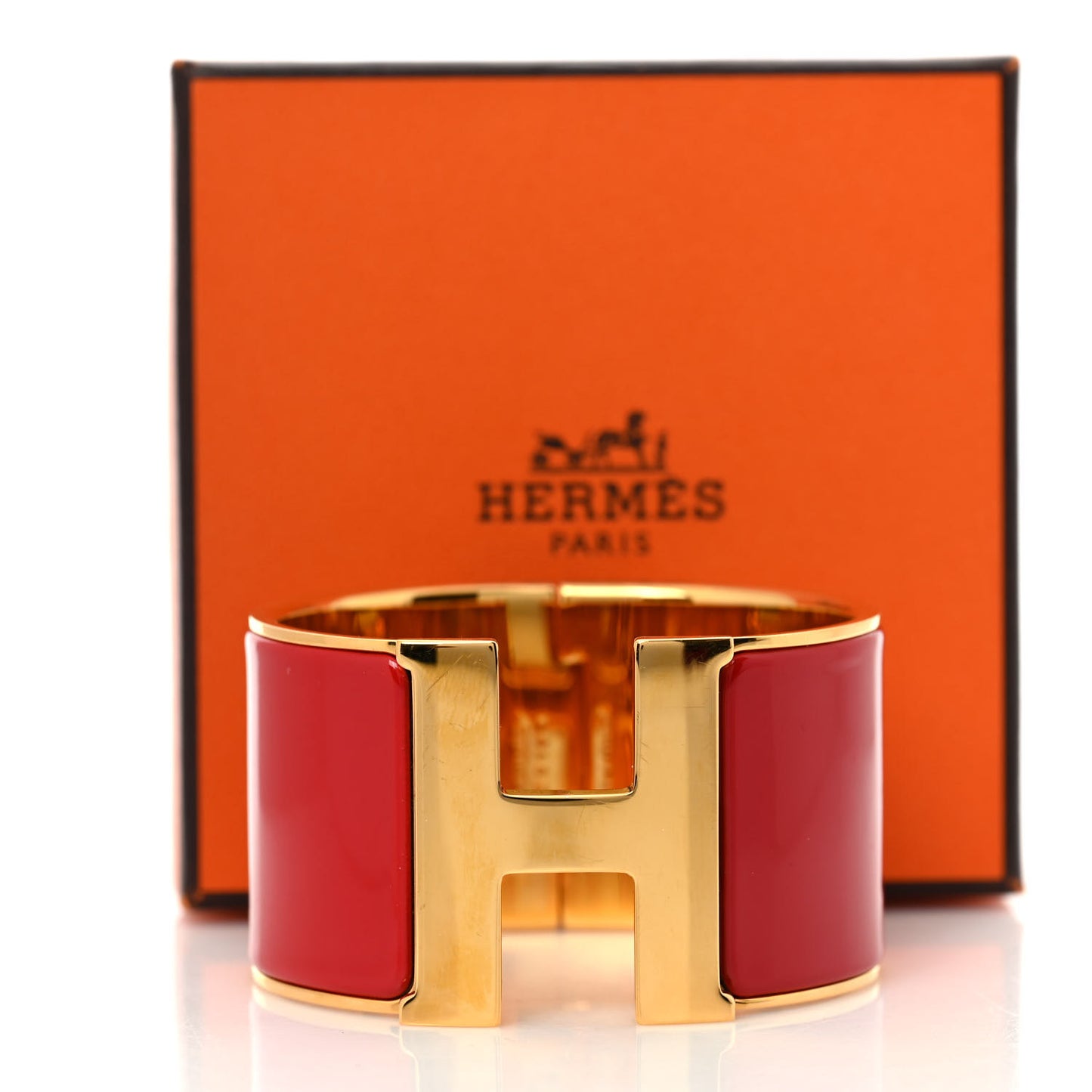 Enamel Extra Wide Clic Clac H Bracelet GM Red