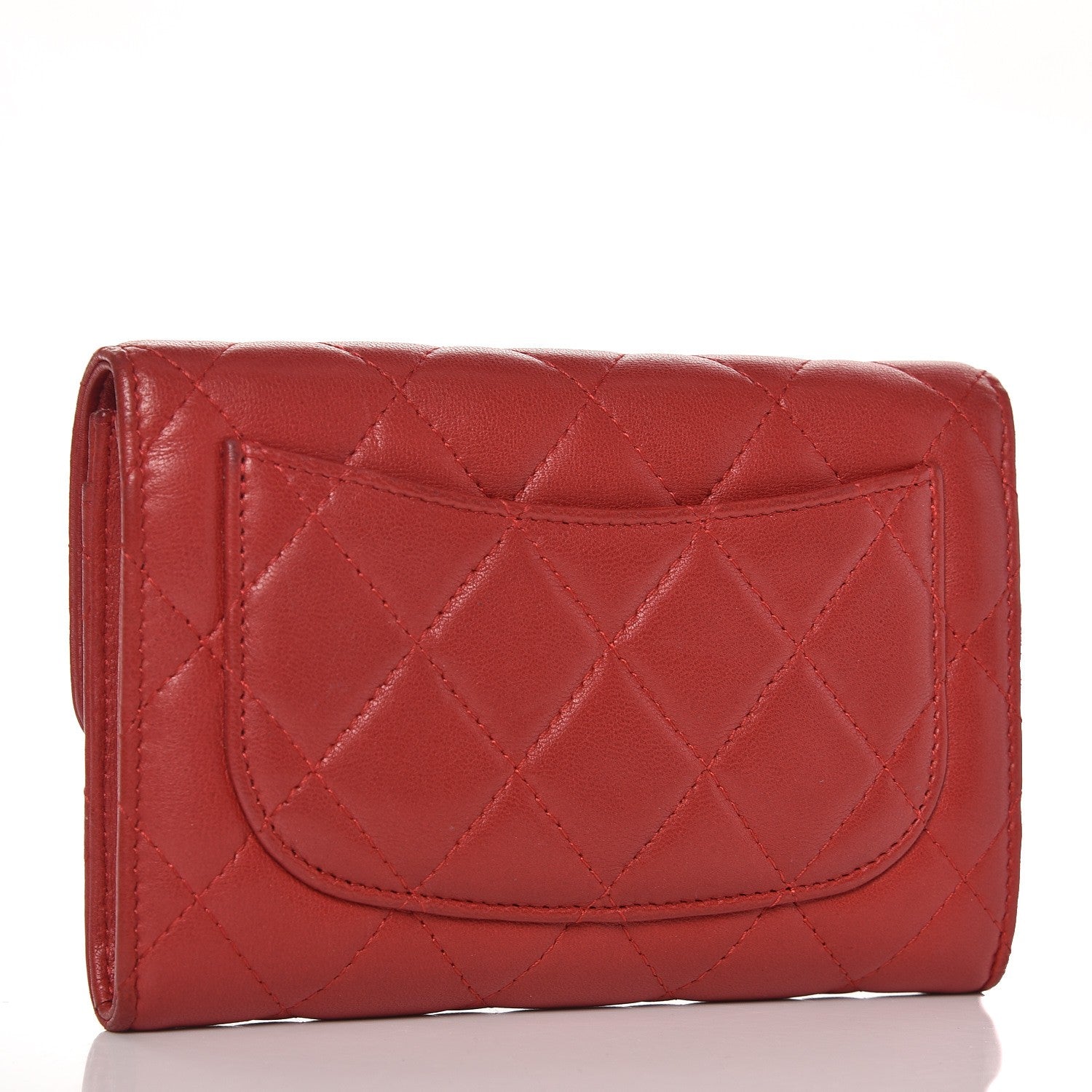 Chanel Lambskin Quilted Small Flap Wallet Red 3 of 15