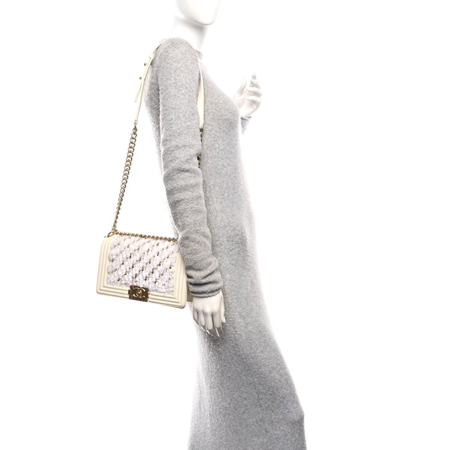 Chanel Lambskin Tulle Embroidered Medium Boy Flap White 2 of 11