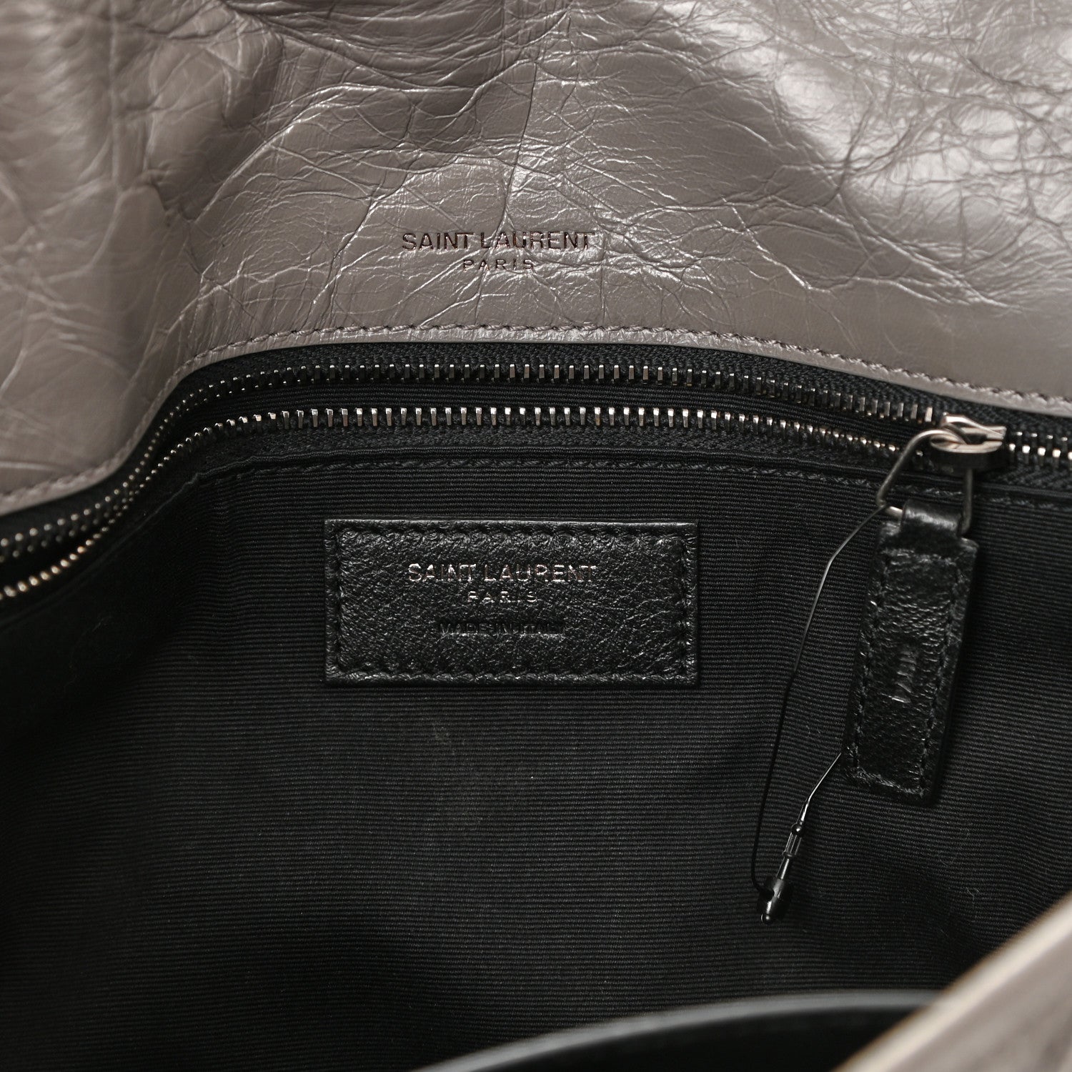 Saint Laurent Crinkled Calfskin Matelasse Monogram Medium Niki Chain Satchel Fog 7 of 9