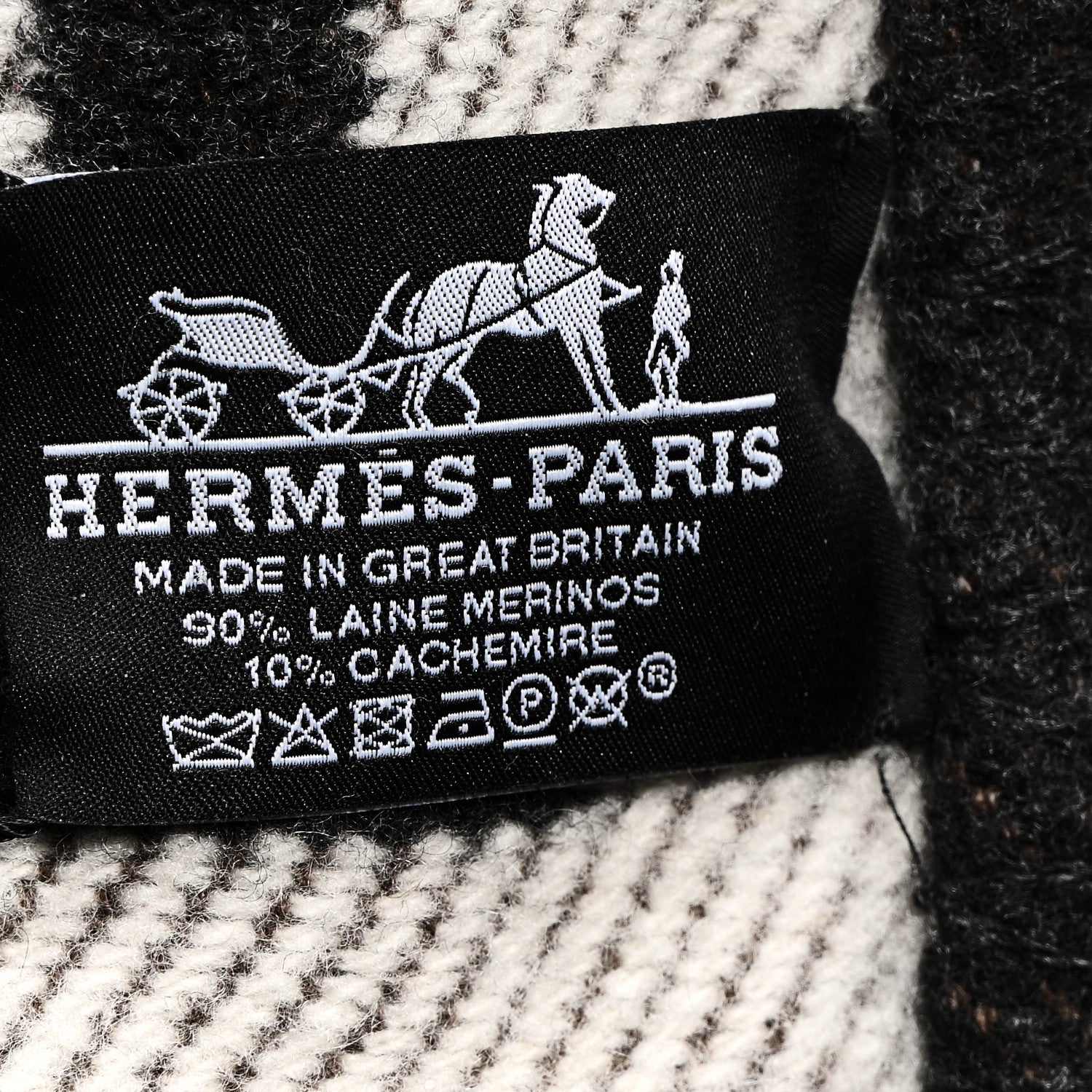 Hermes Wool Cashmere Avalon III Blanket Ecru Gris Fonce 3 of 3