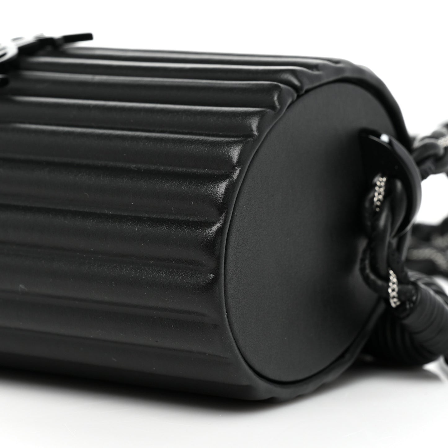 Ribbed Plexiglass Lambskin Fringe Monogram Opium Box Bag Black