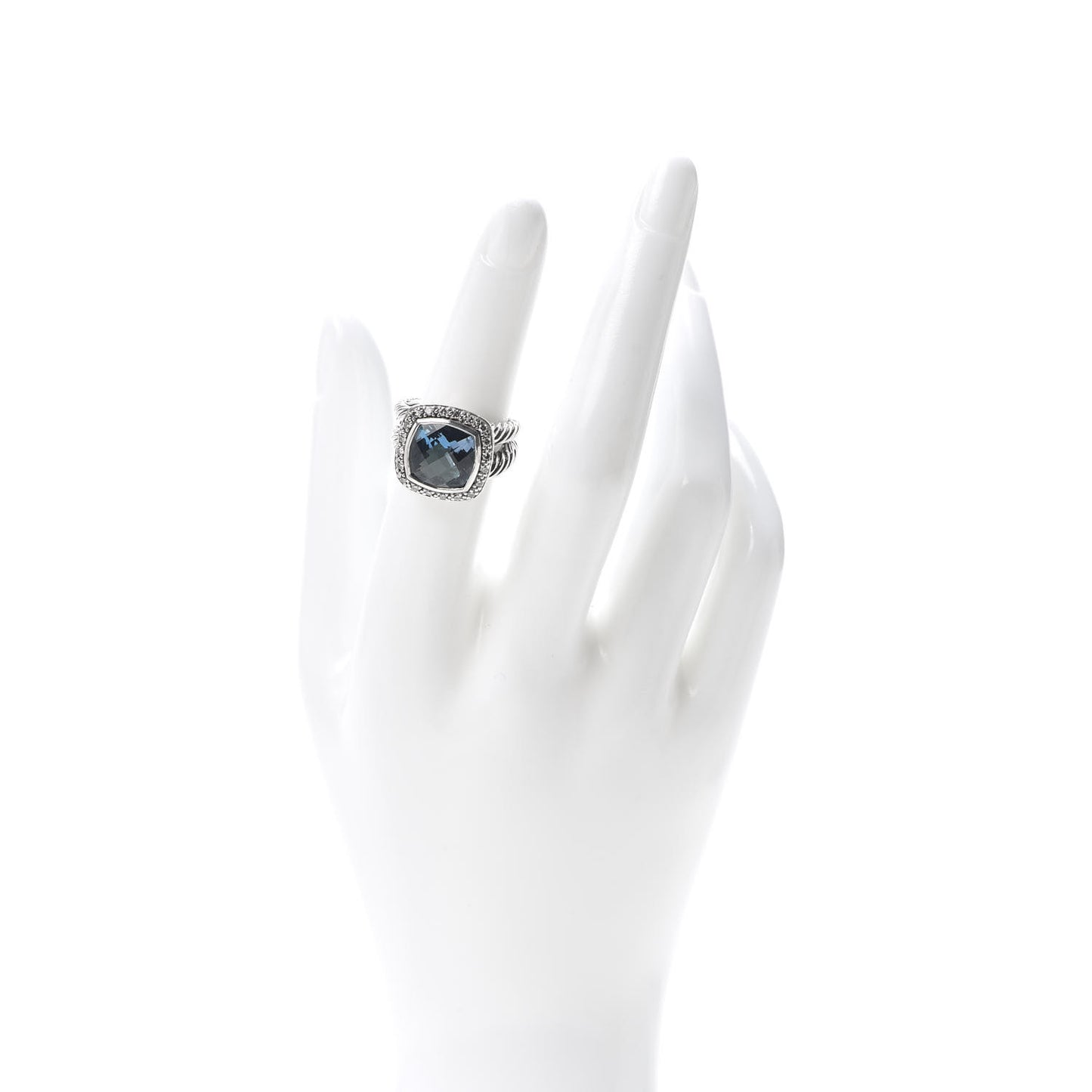 Sterling Silver Diamond Blue Topaz 11mm Albion Ring 53 6.25