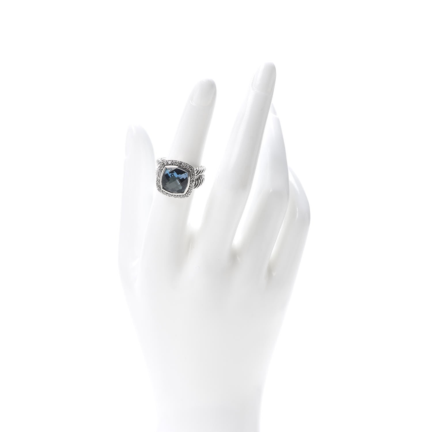 David Yurman Sterling Silver Diamond Blue Topaz 11mm Albion Ring 53 6.25 2 of 5