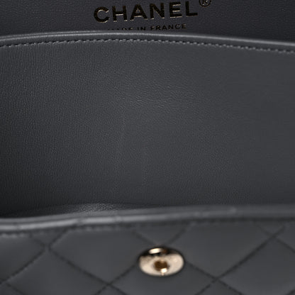 Chanel Lambskin Quilted Medium Double Flap Dark Grey 10 of 11
