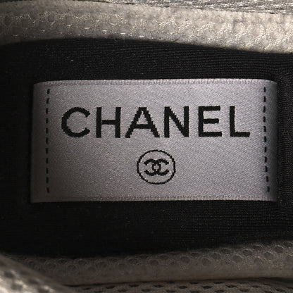 Chanel Mesh Suede Calfskin Grained Calfskin Womens CC Sneakers 35 Black White 7 of 11