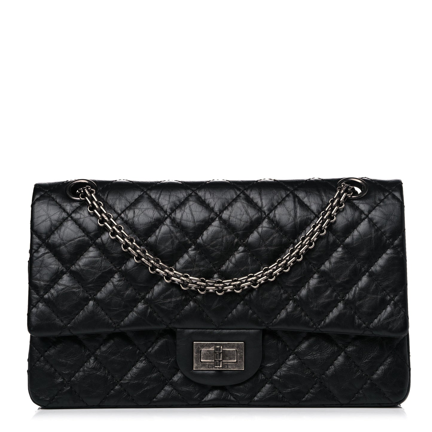 Aged Calfskin Quilted 2.55 Reissue 225 Flap Black