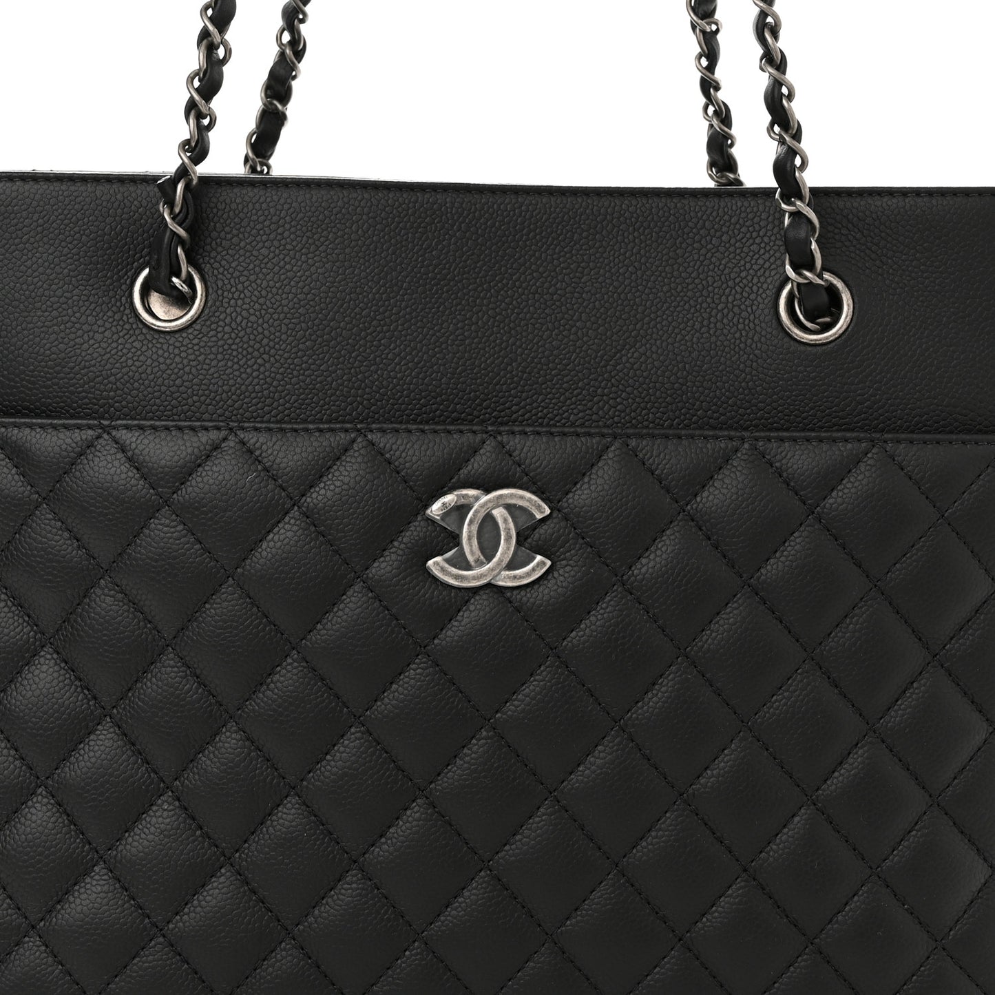 Caviar Quilted Urban Companion Shopping Tote Black