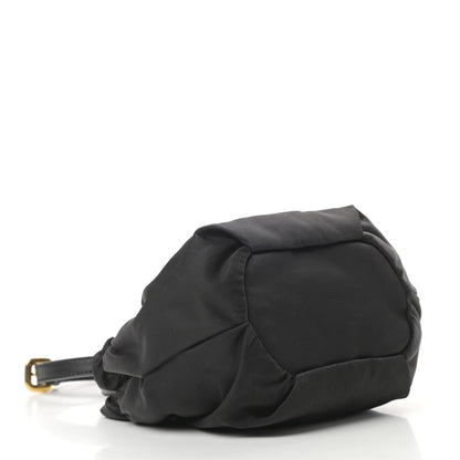 Prada Tessuto Nylon Logo Mini Drawstring Bucket Bag Black 4 of 12