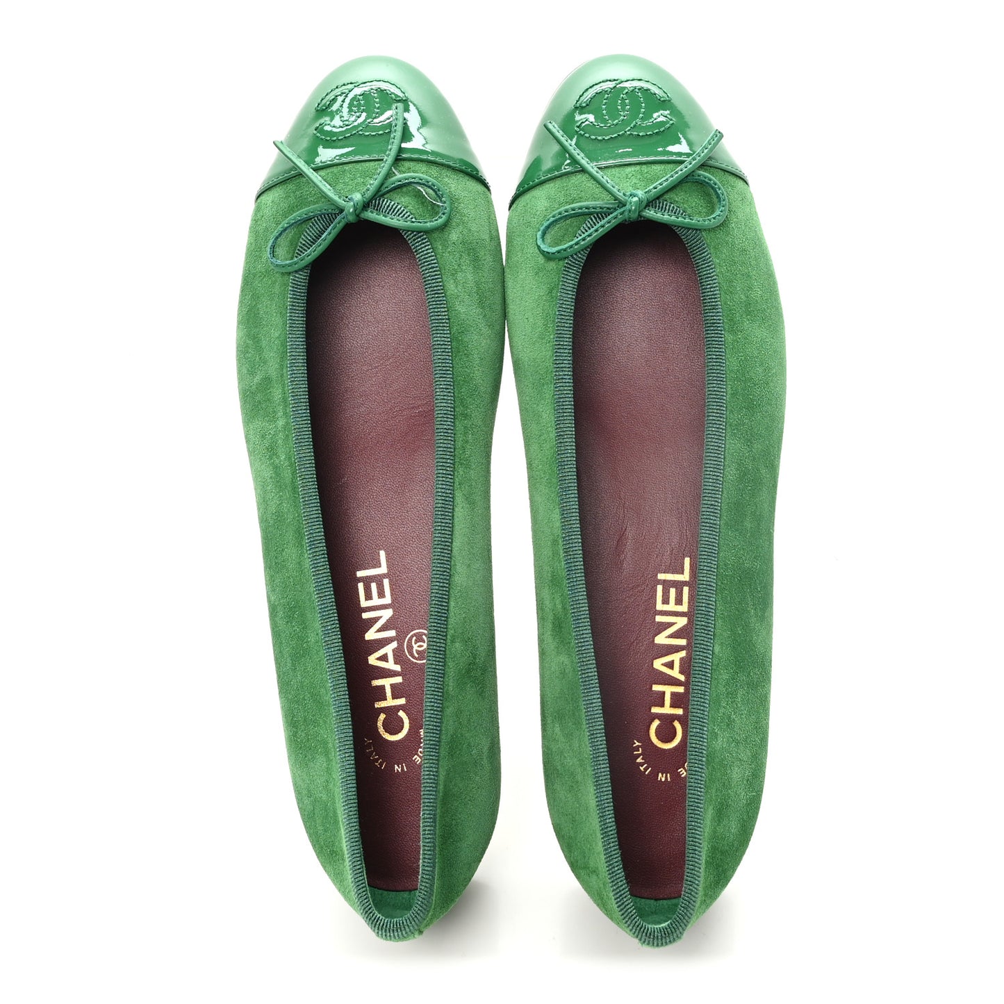 Suede Patent Cap Toe CC Ballerina Flats 38 Green