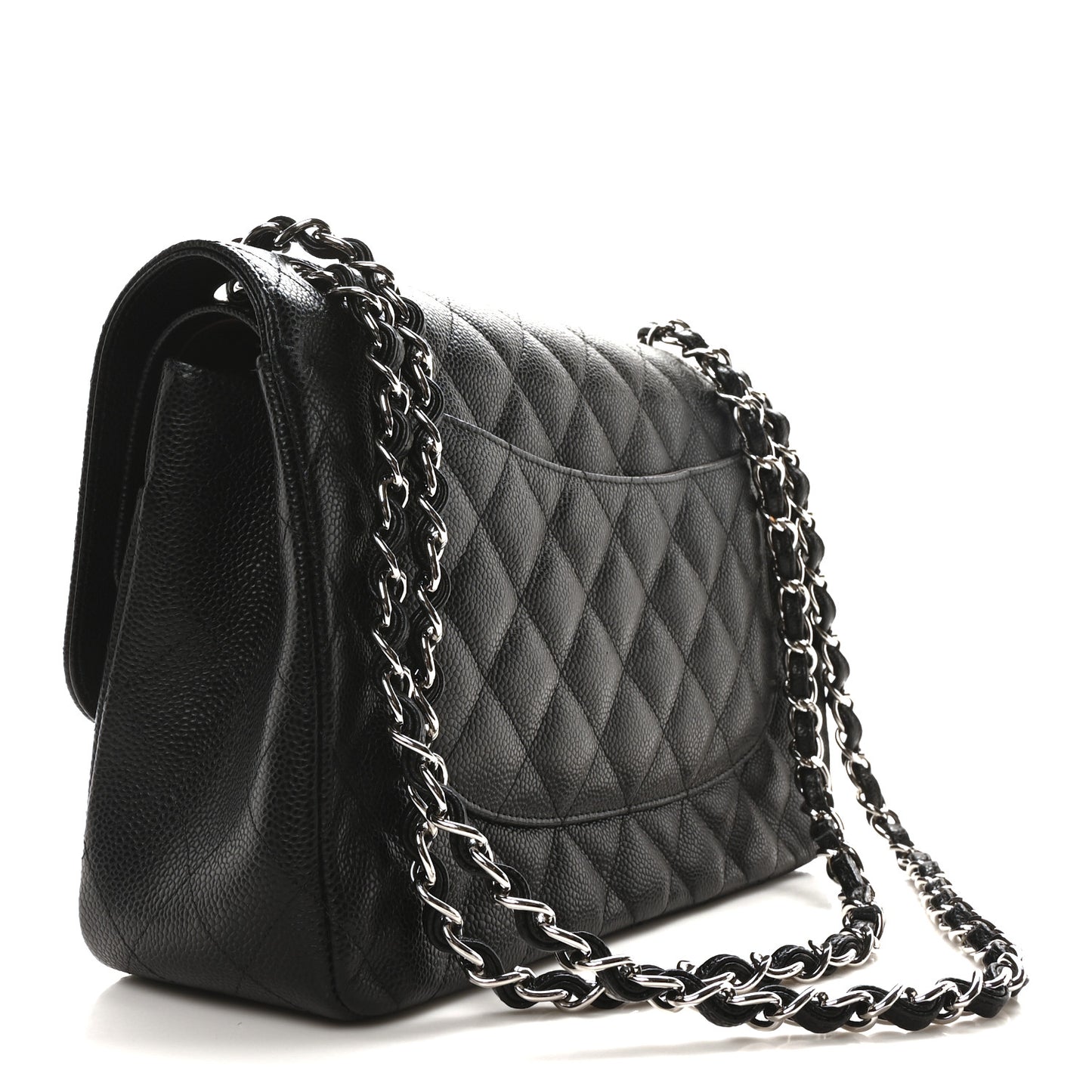 Caviar Quilted Jumbo Double Flap Black