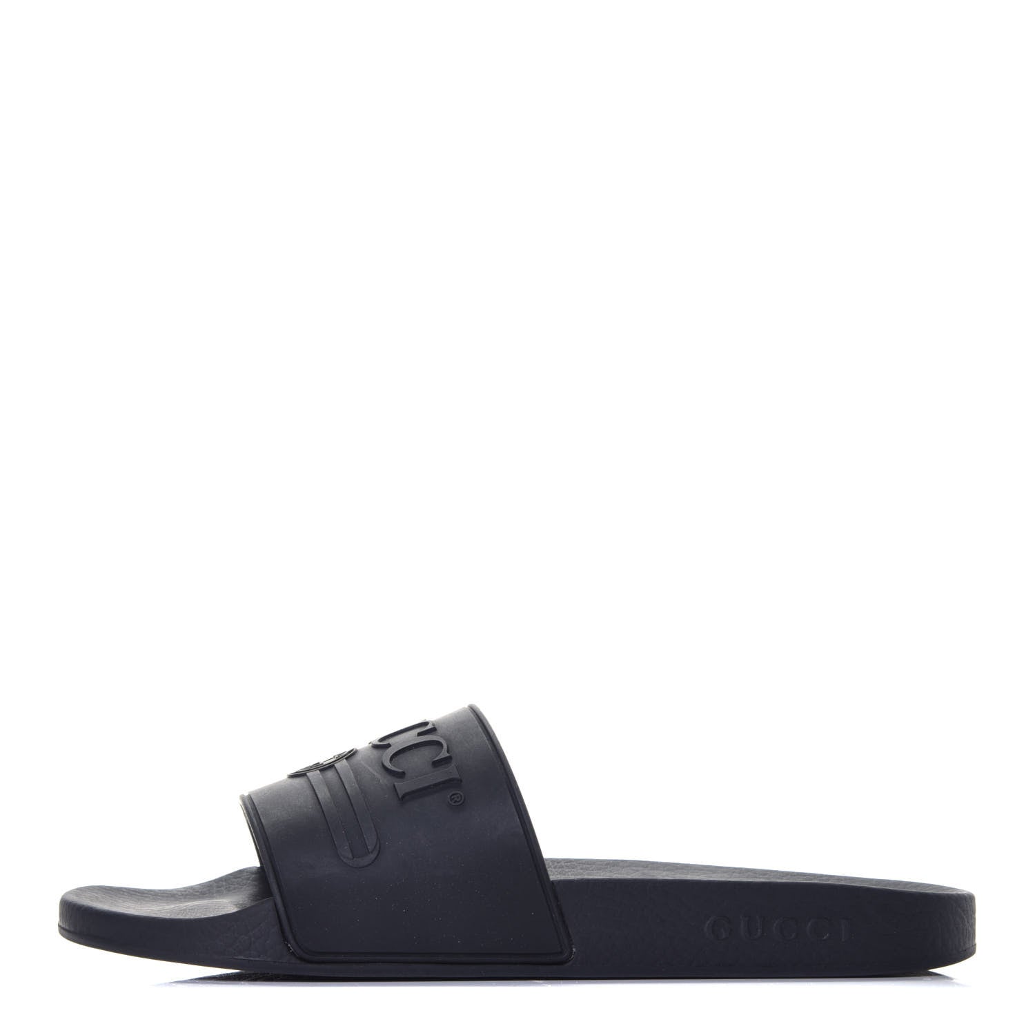 Gucci Rubber Logo Stamped Mens Slide Sandals 9 Black 1 of 7