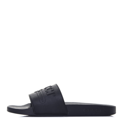 Gucci Rubber Logo Stamped Mens Slide Sandals 9 Black 1 of 7