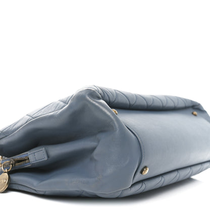 Chanel Calfskin Quilted Small CC Crown Tote Blue 9 of 10