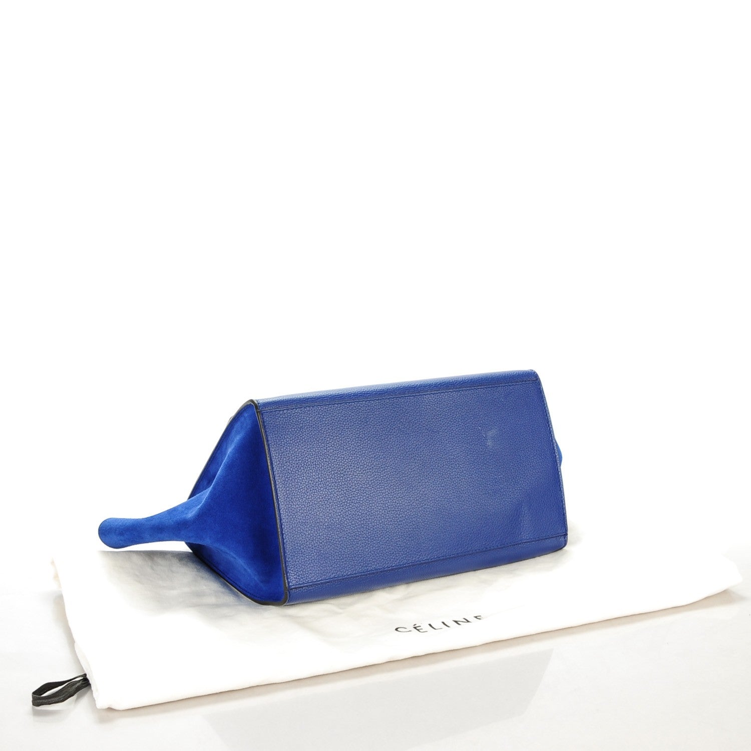 Celine Drummed Calfskin Suede Medium Trapeze Indigo 4 of 7