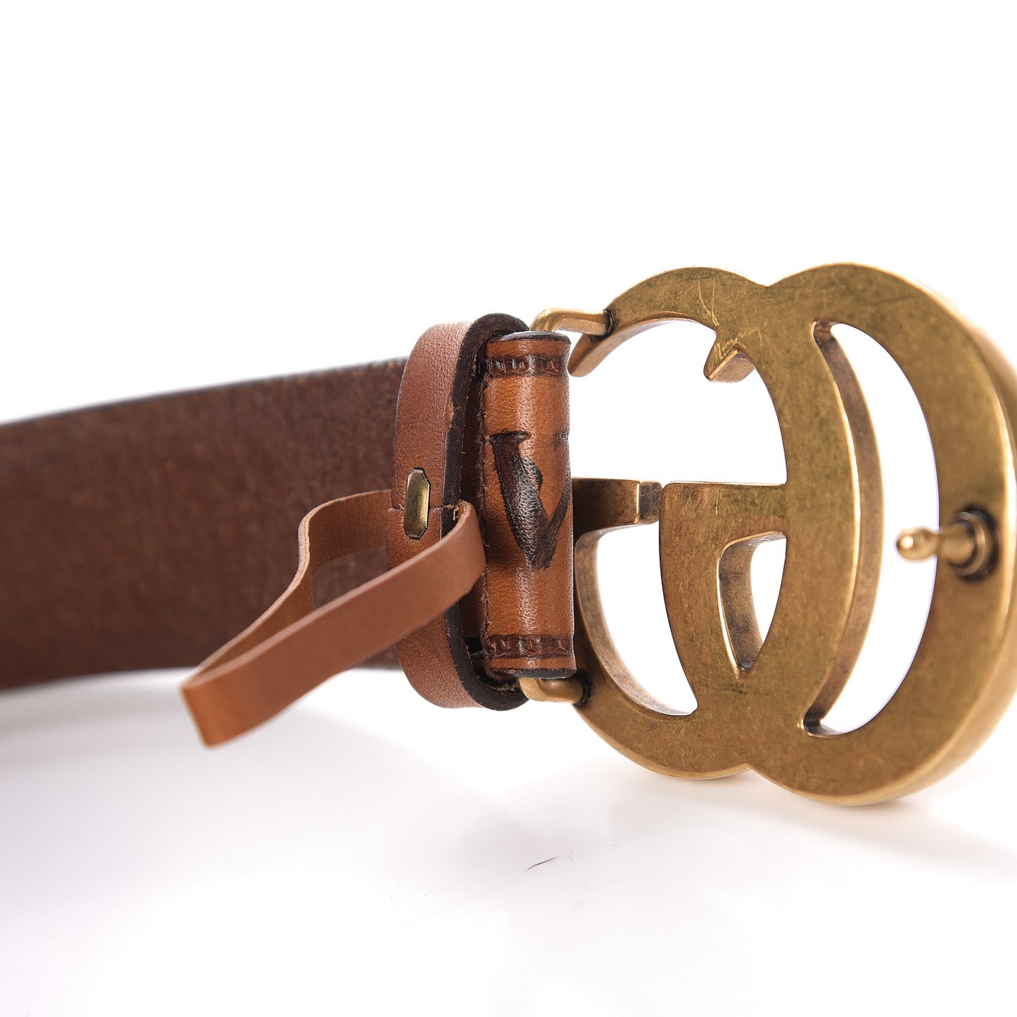 Calfskin Gucci Loved Embossed Double G 40mm Belt 80 32 Cuoio