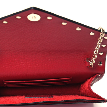 Valentino Garavani Pebbled Calfskin Rockstud Envelope Wallet on Chain Rubino 4 of 7