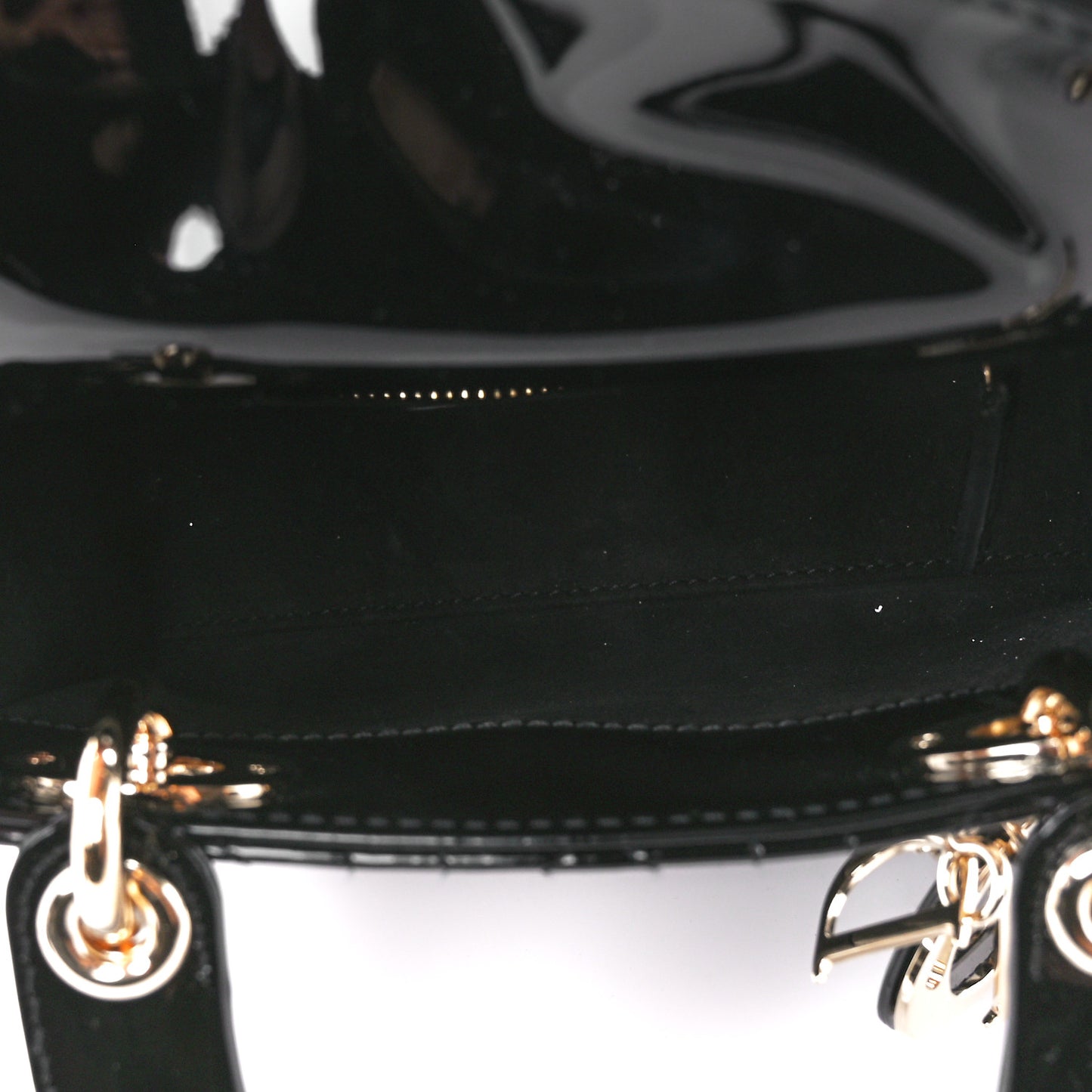 Patent Cannage Mini Lady Dior Black