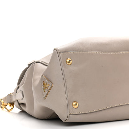 Prada City Calfskin Foldover Pushlock Top Handle Satchel Argilla 7 of 12
