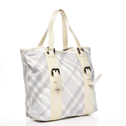 Burberry Nylon Beat Check Medium Victoria Tote White 3 of 8