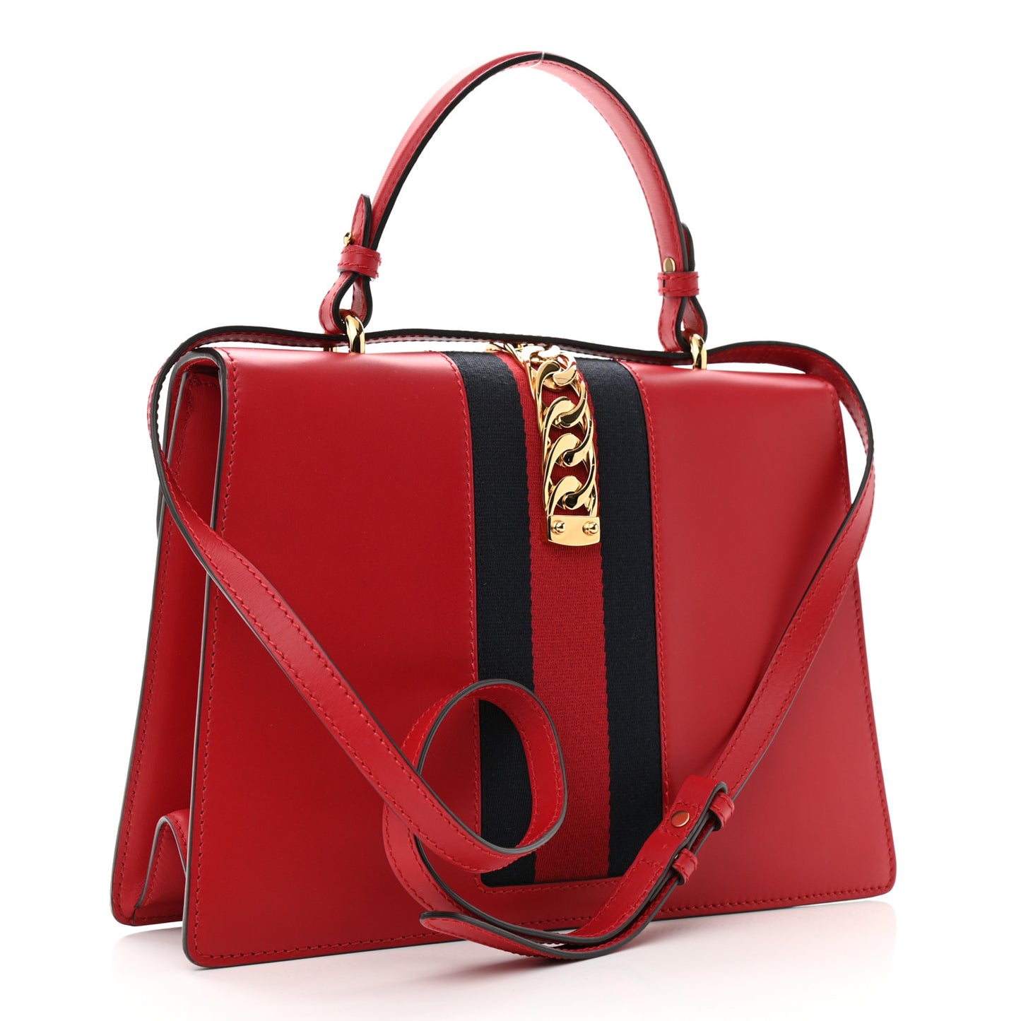 Calfskin Medium Sylvie Top Handle Bag Hibiscus Red