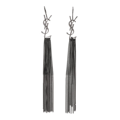 Saint Laurent Brass Monogram Chain Earrings 1 of 5