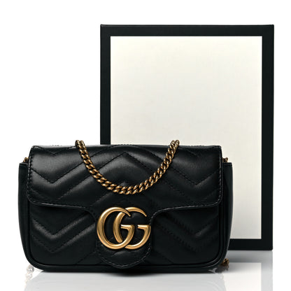 Gucci Calfskin Matelasse Super Mini GG Marmont Shoulder Bag Black 11 of 11