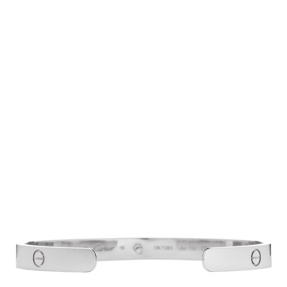 Cartier 18K White Gold 1 Diamond LOVE Cuff Bracelet 19 2 of 3