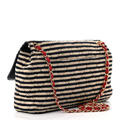 Chanel Jersey Quilted Jumbo Coco Sailor Flap Navy White Red 3 of 24