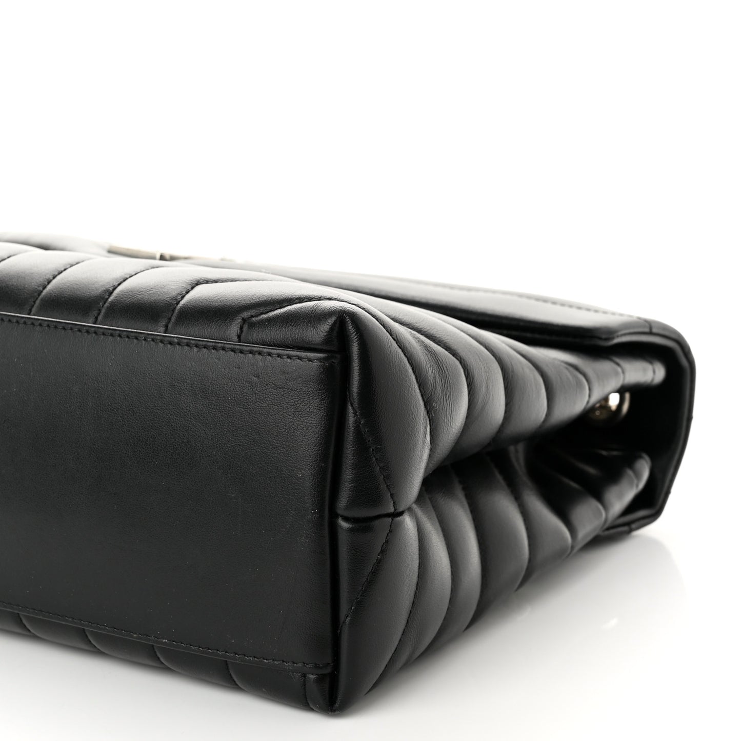 Calfskin Y Quilted Monogram Medium Loulou Chain Satchel Black