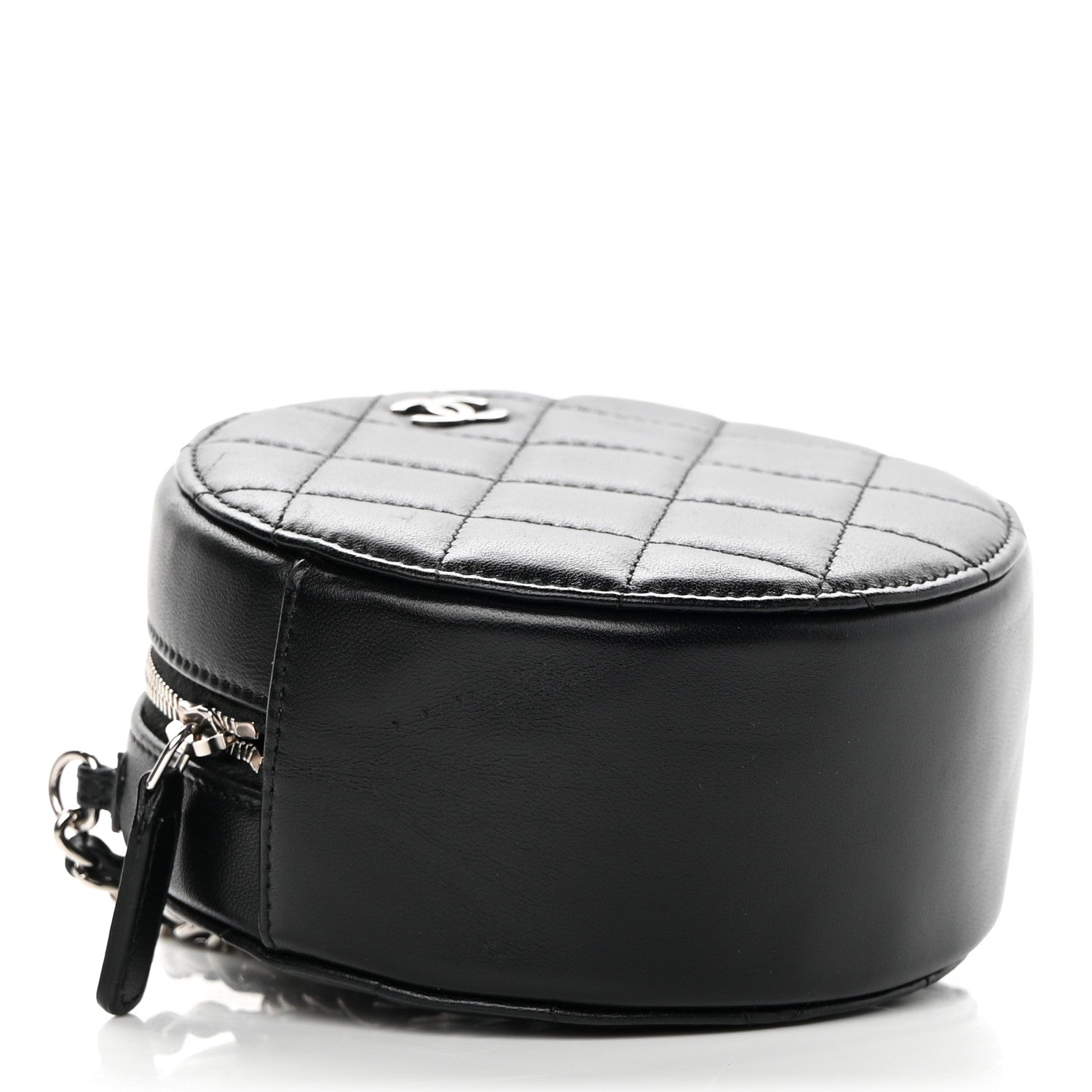 Chanel Lambskin Quilted Round Clutch With Chain Black 4 of 11