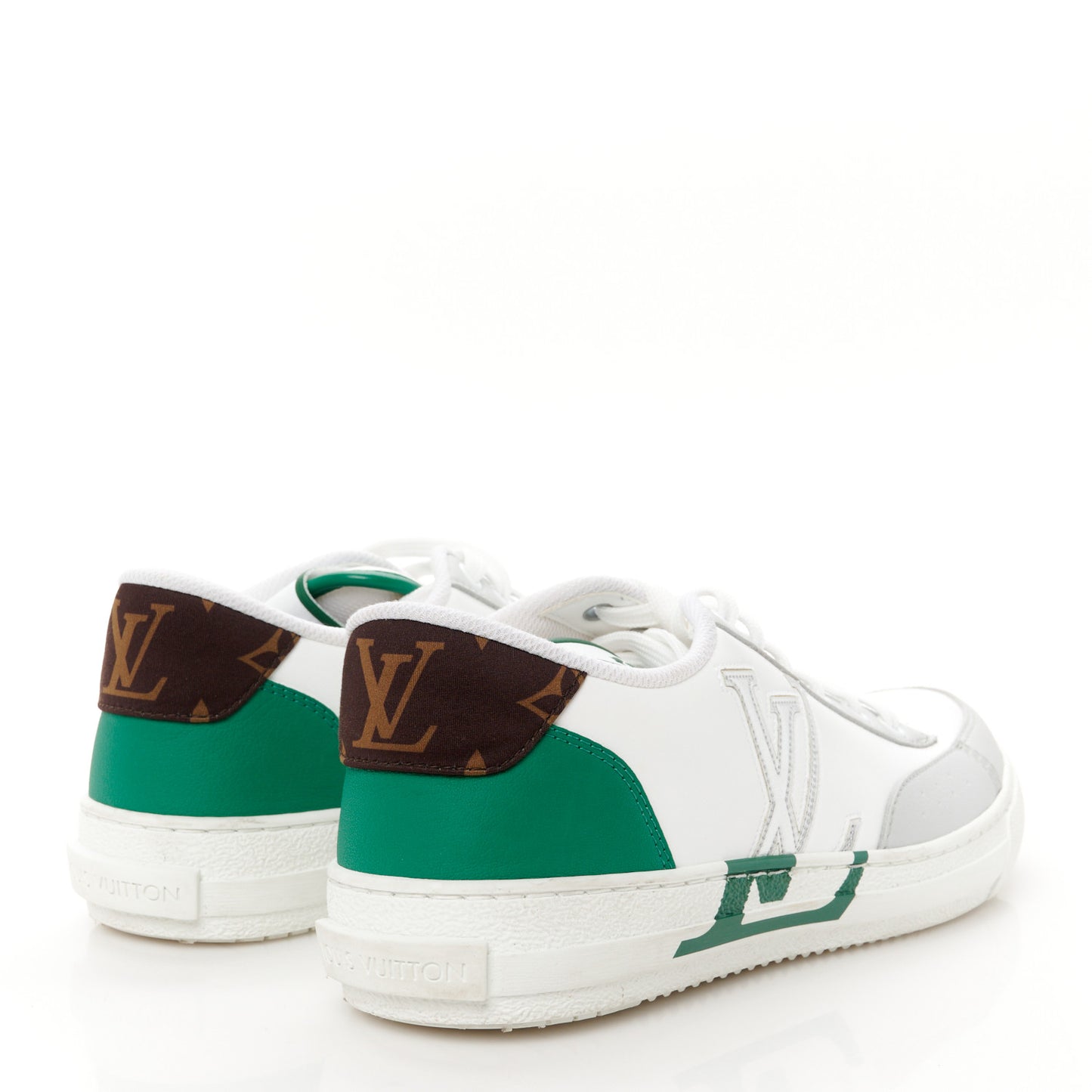 Calfskin Monogram Charlie Sneakers 38 White Grey Green