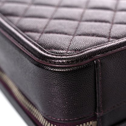Chanel Iridescent Caviar Quilted Medium CC Filigree Vanity Case Burgundy 10 of 15