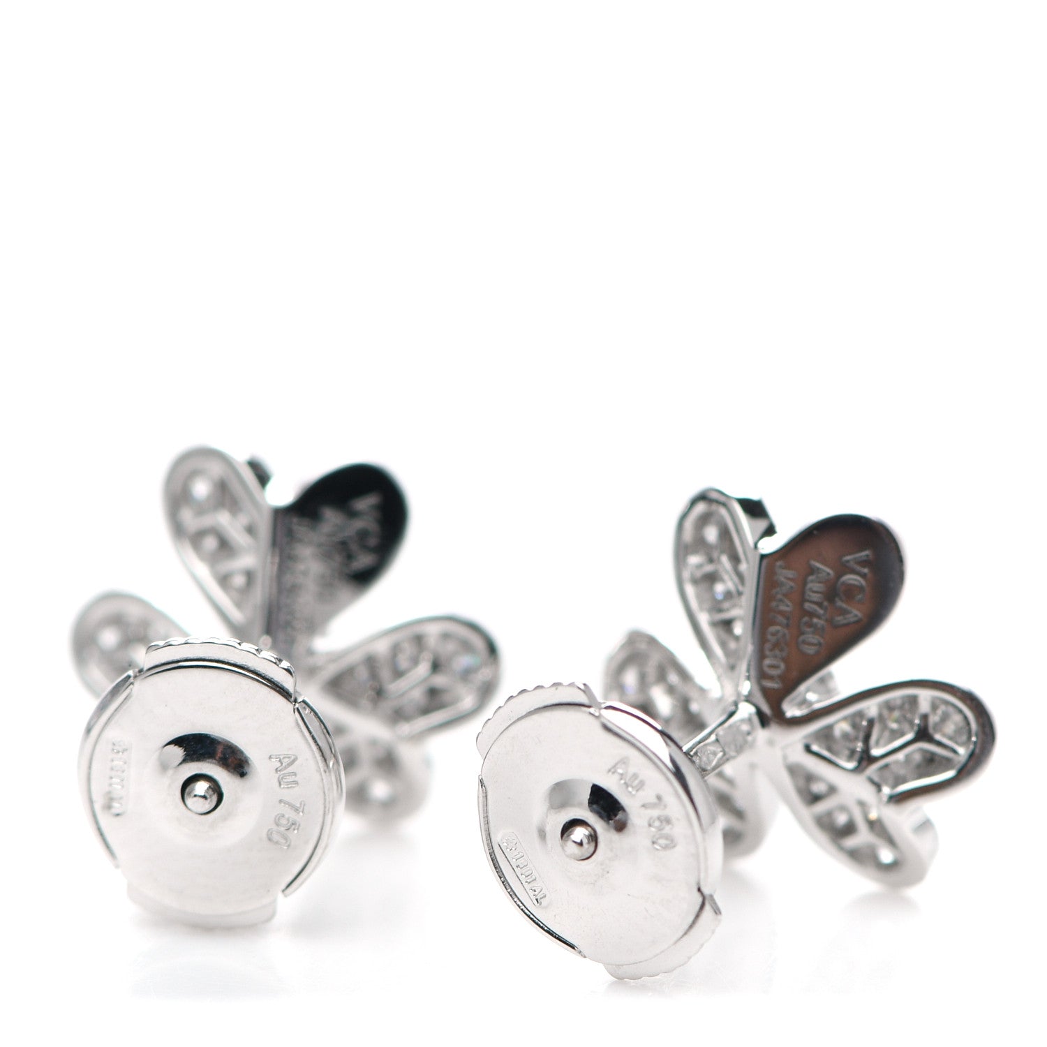 Van Cleef & Arpels 18K White Gold Diamond Mini Frivole Pave Earrings 3 of 6