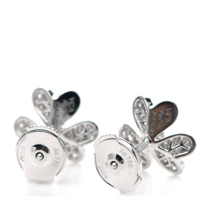 Van Cleef & Arpels 18K White Gold Diamond Mini Frivole Pave Earrings 3 of 6
