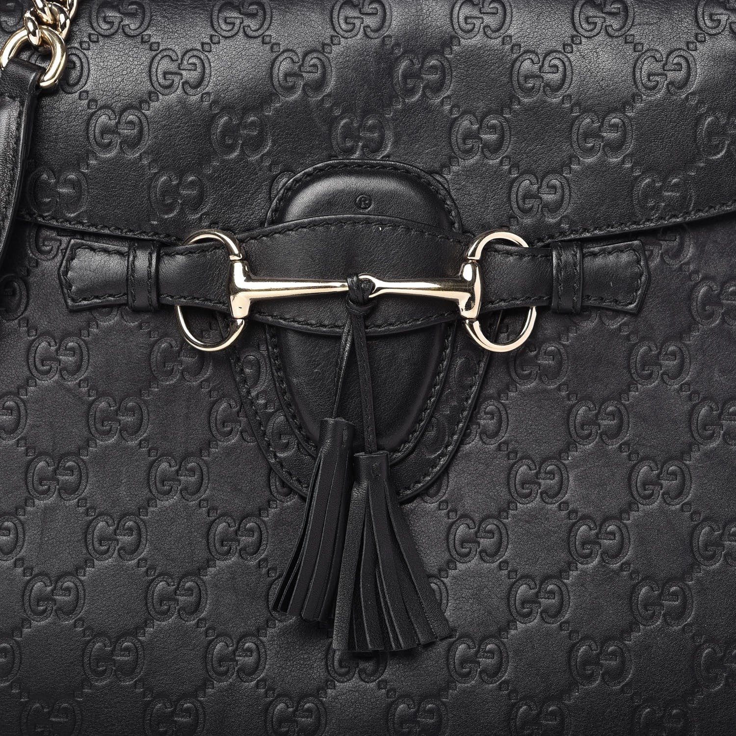 Gucci Guccissima Large Emily Chain Shoulder Bag Black 10 of 10