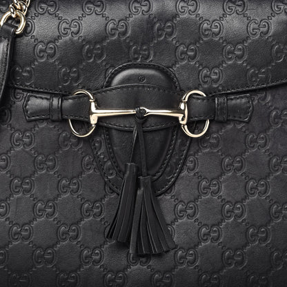Gucci Guccissima Large Emily Chain Shoulder Bag Black 10 of 10