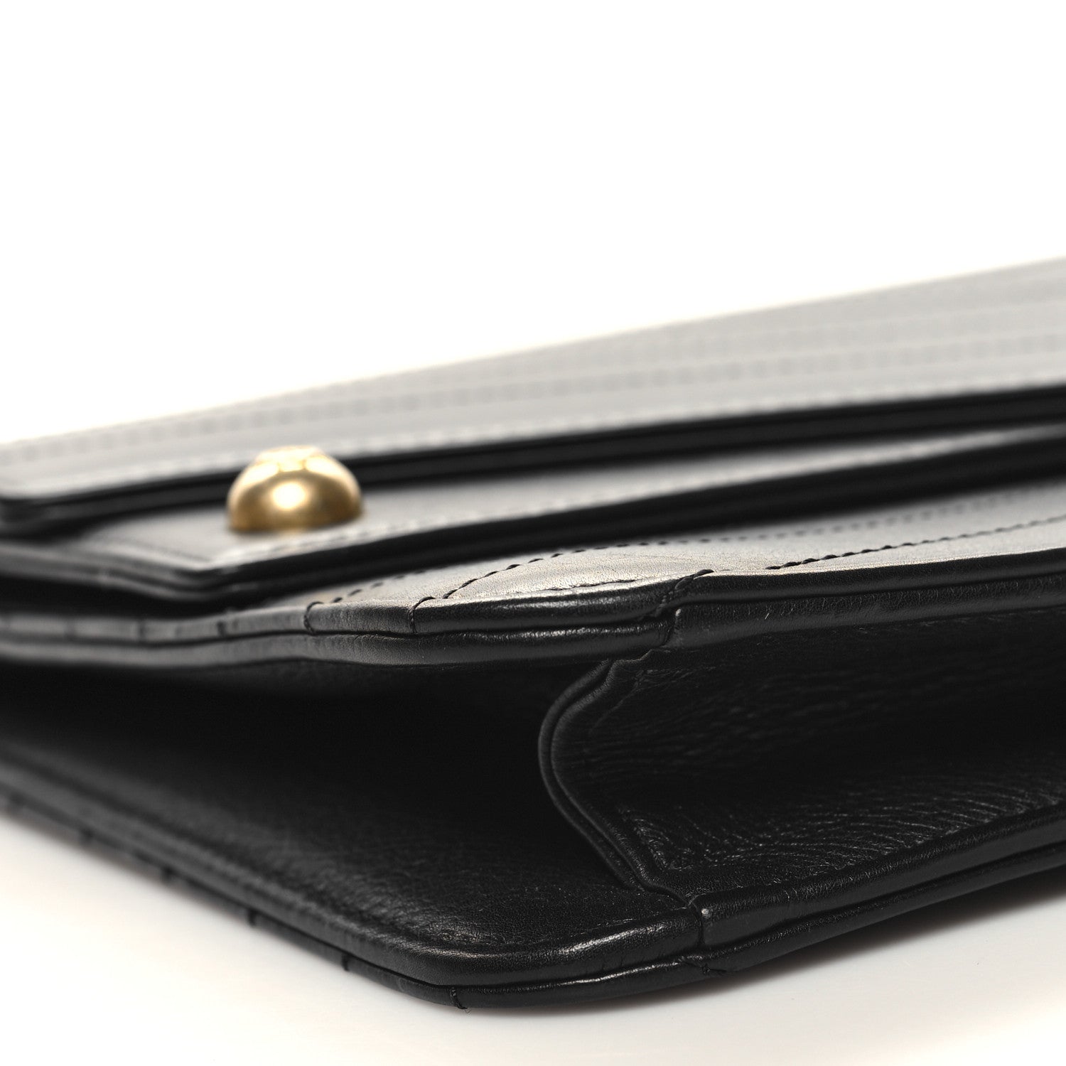 Chanel Calfskin Chevron Quilted Casual Trip Clutch Black 10 of 11