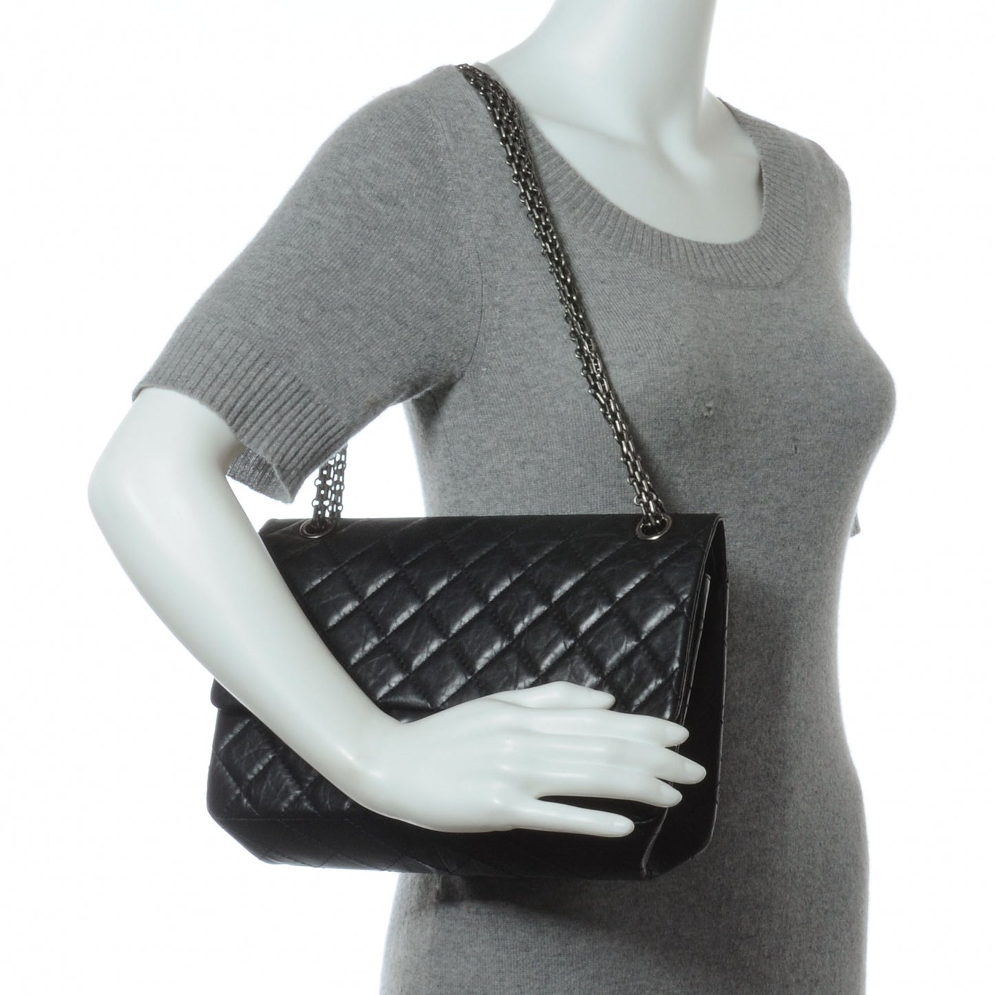 Aged Calfskin Quilted 2.55 Reissue 226 Flap Black