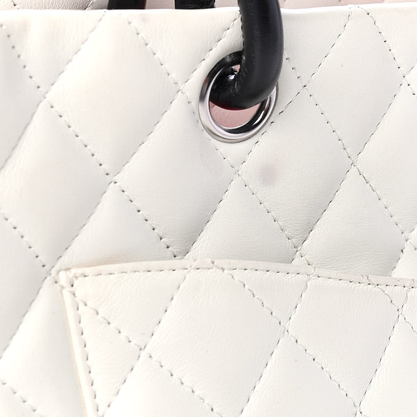 Calfskin Quilted Large Cambon Tote White Black