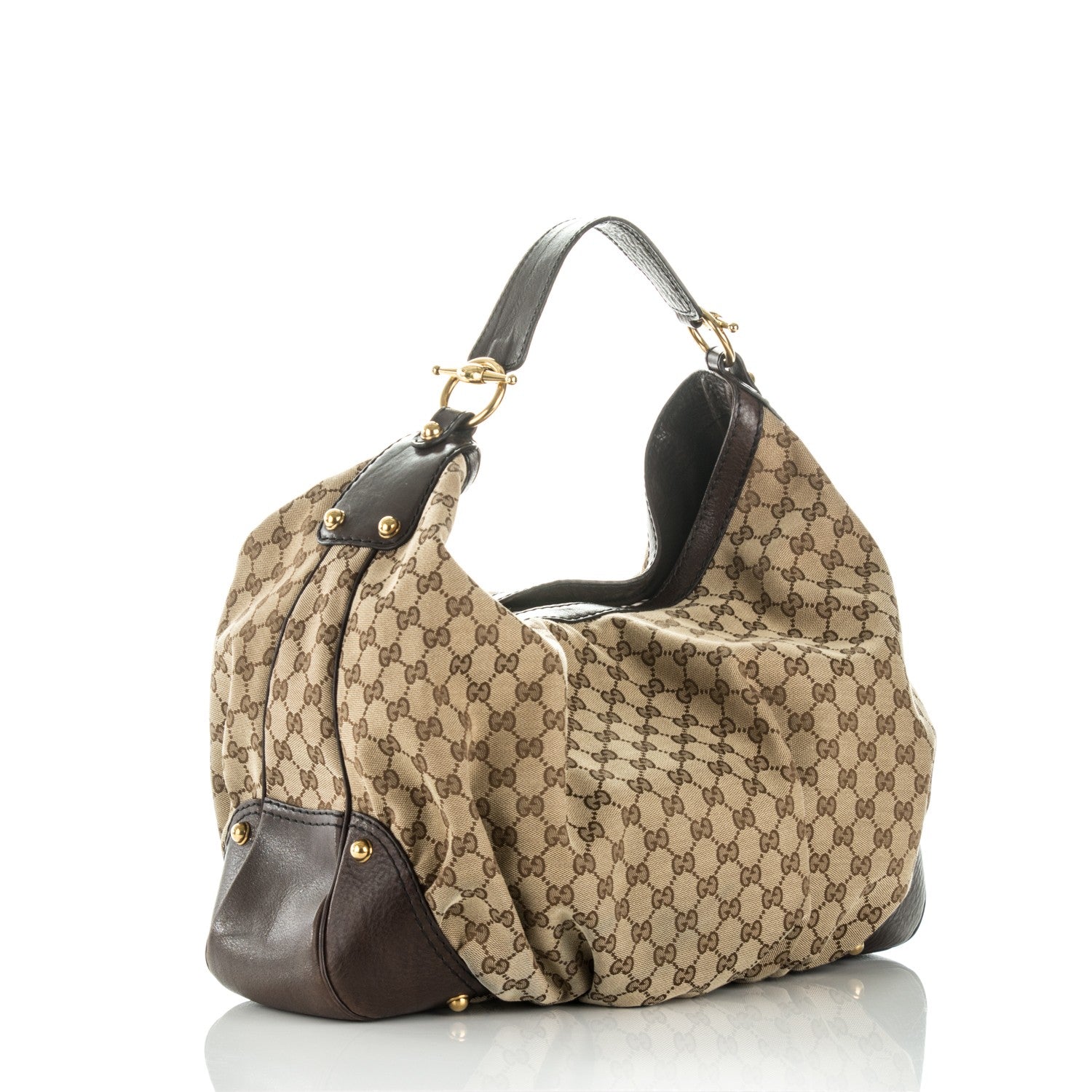 Gucci Monogram Large Jockey Hobo Dark Brown 3 of 7