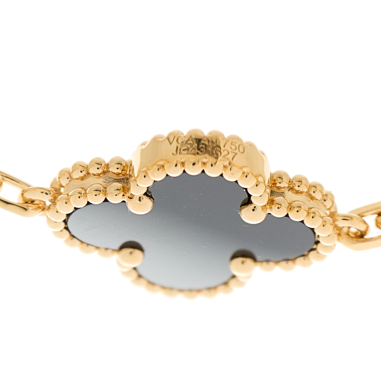 Van Cleef & Arpels 18K Yellow Gold Black Onyx 5 Motifs Vintage Alhambra Bracelet 3 of 6