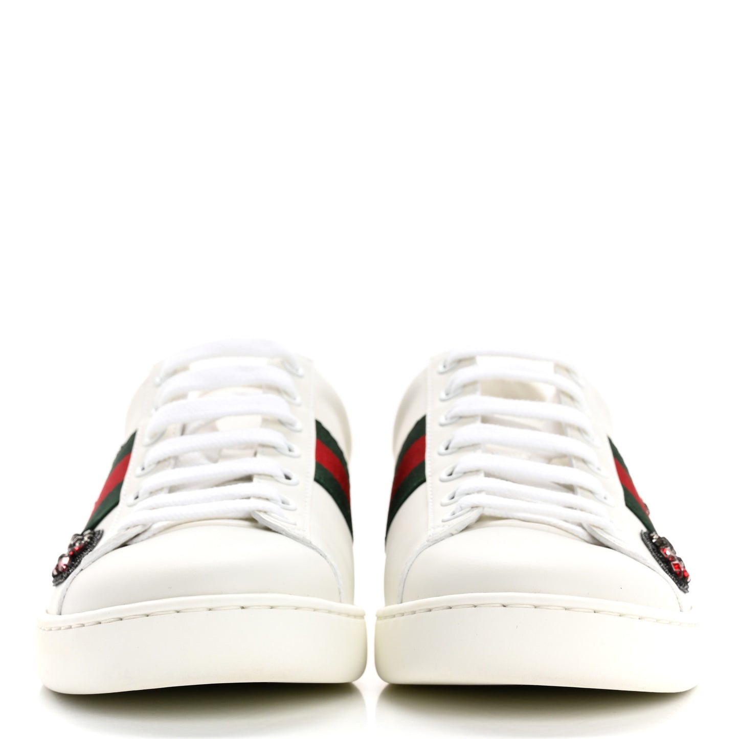 Calfskin Web Studded Womens Arrow Ace Sneakers 37 White