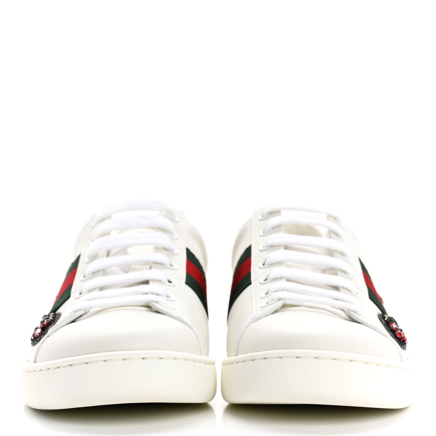 Gucci Calfskin Web Studded Womens Arrow Ace Sneakers 37 White 3 of 11