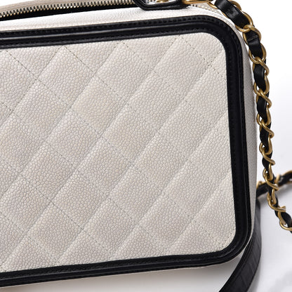 Chanel Caviar Quilted Medium CC Filigree Vanity Case White Black 10 of 11