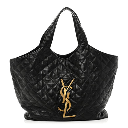 Saint Laurent Lambskin Quilted Maxi Icare Shopping Tote Black 1 of 11