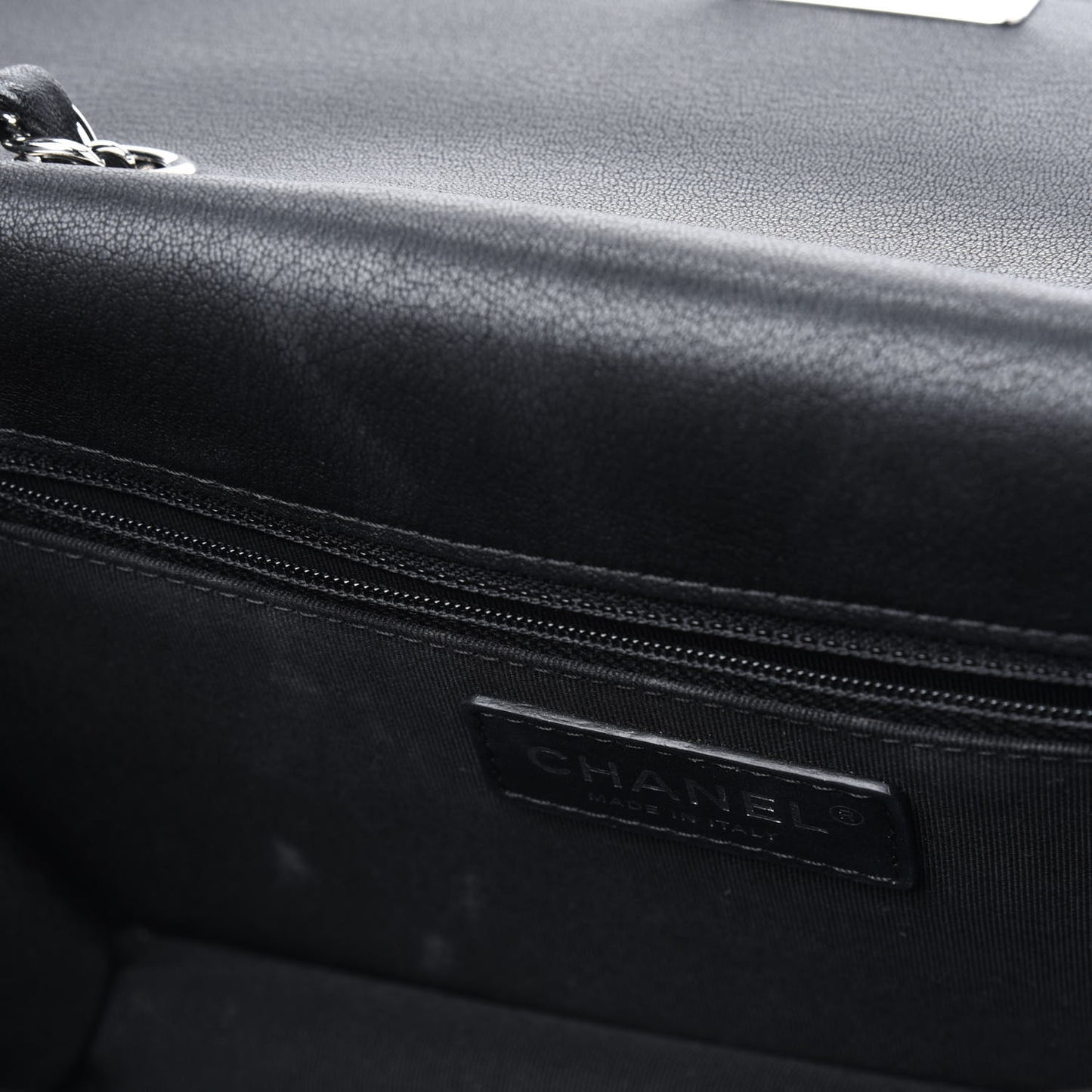 Goatskin Quilted Large CC Box Flap Black